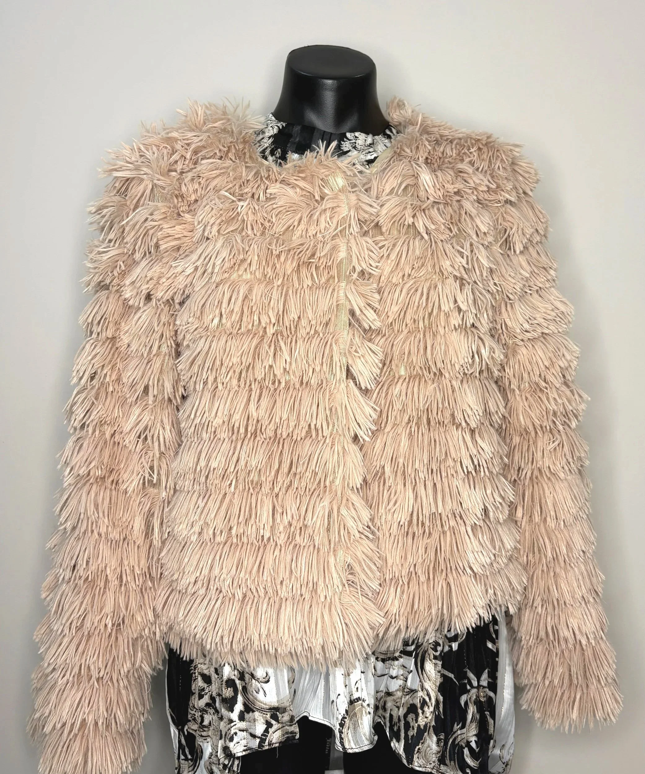 Cindy & Sami Beige Lined Tassel Jacket (Size S) - Retro Glamour