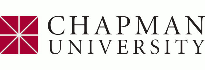 Chapman University logo with a maroon geometric cross and black text.