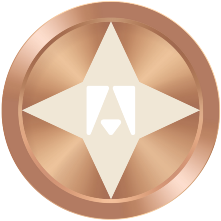 Símbolo de estrella con carita de perro en el centro, en tonos dorados y marrón.