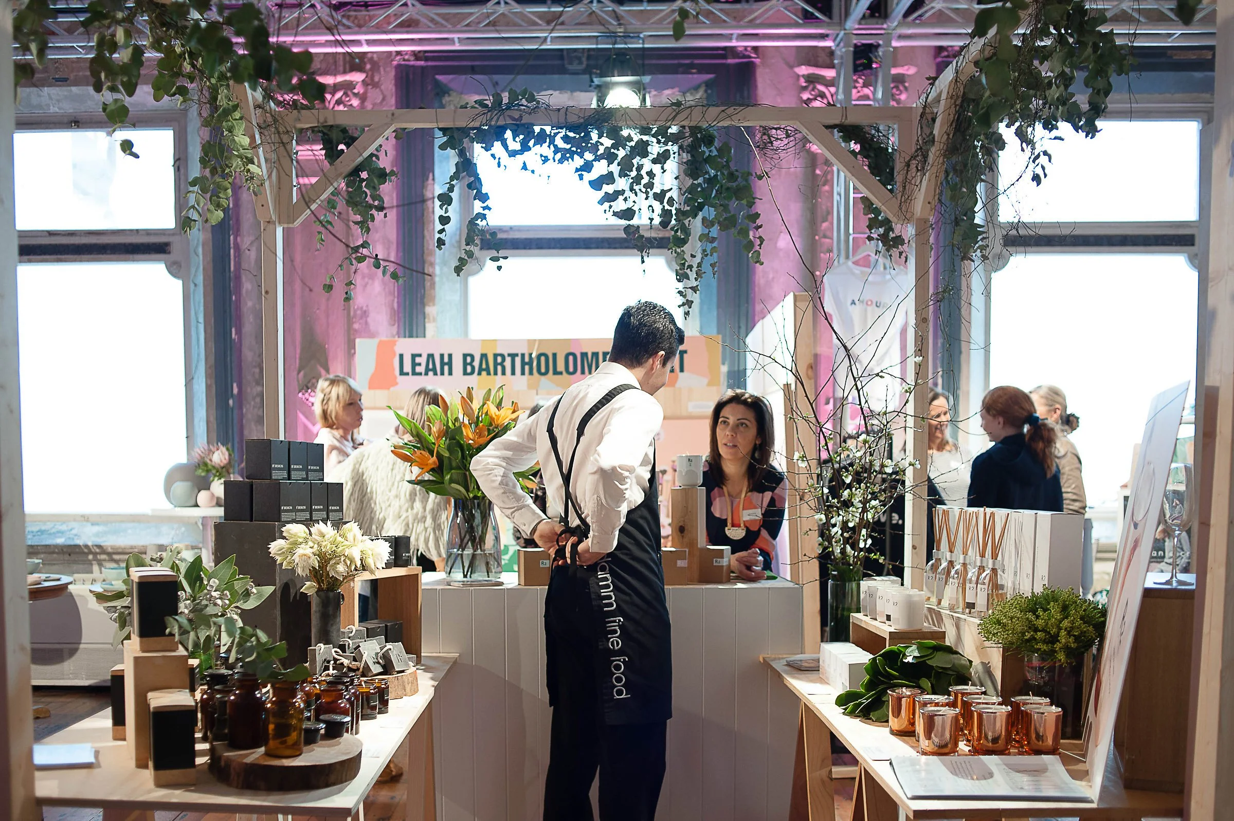 Indoor artist market stall the george ballroom