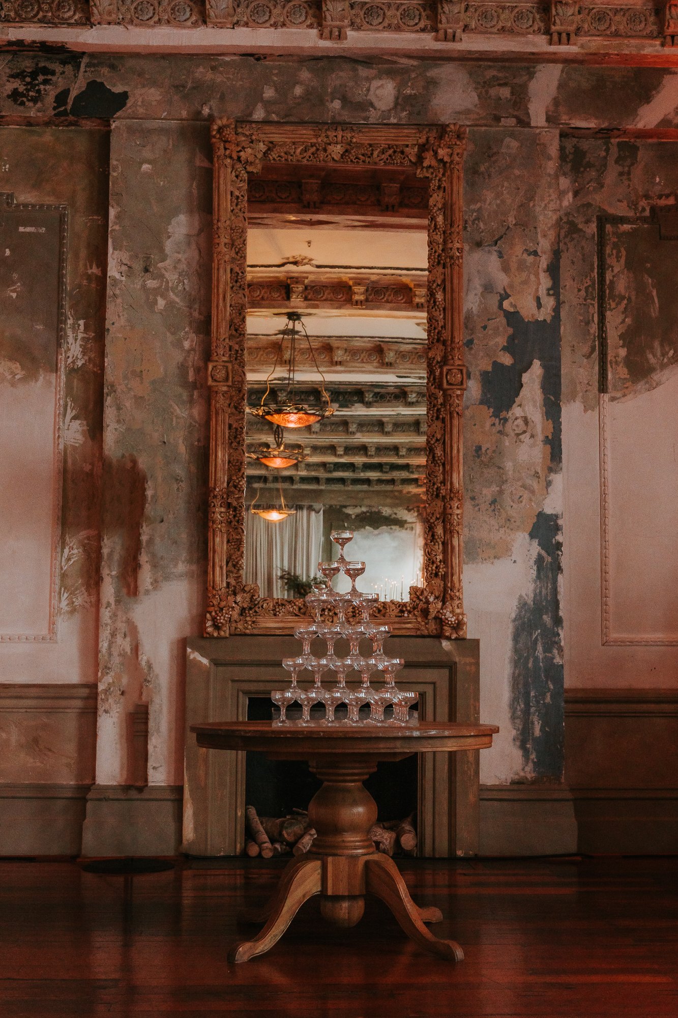 melbourne old money venue luxury-ornate gold mirror champagne tower