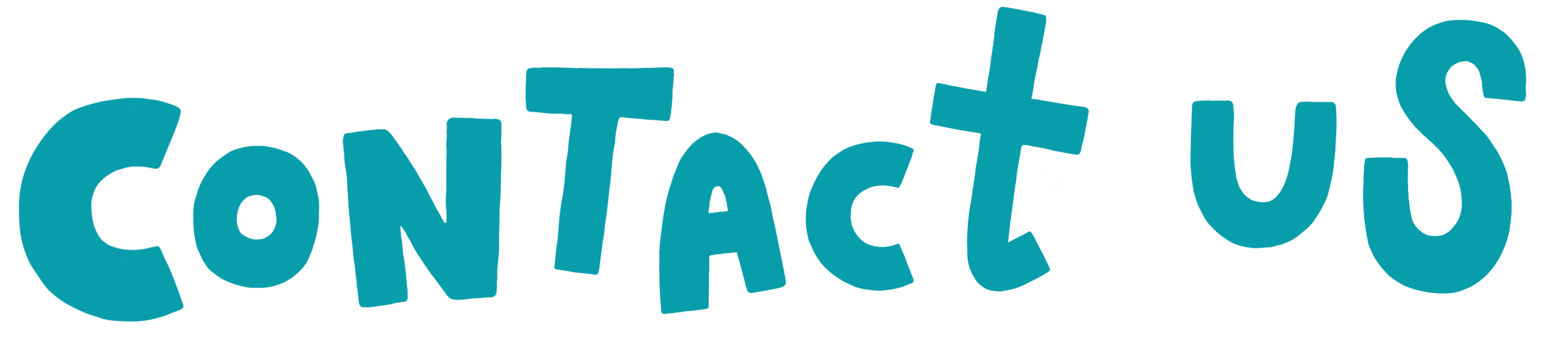 Contact us written in playful, irregular blue letters.