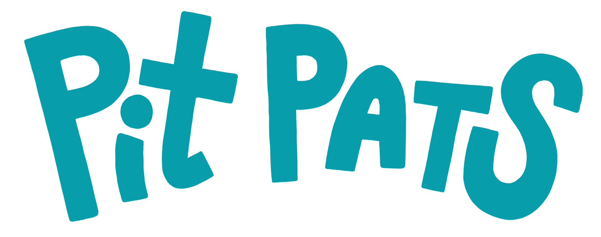 The name 'Pit Pats' written in bold, playful blue letters.