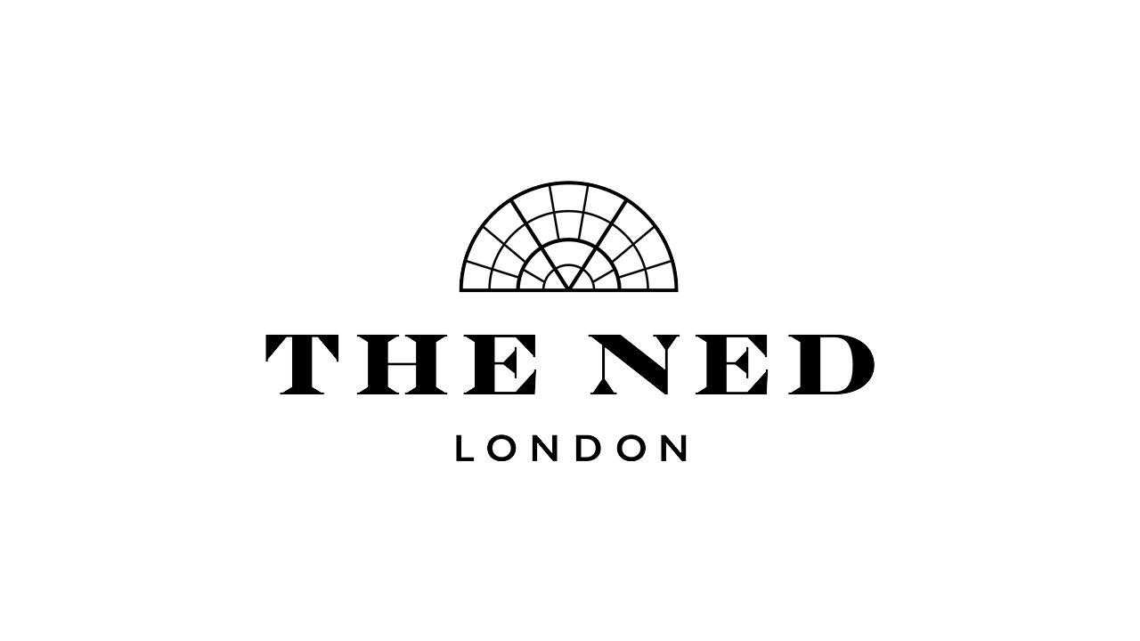 Logo for The Ned London featuring a semi-circular window above bold black text.
