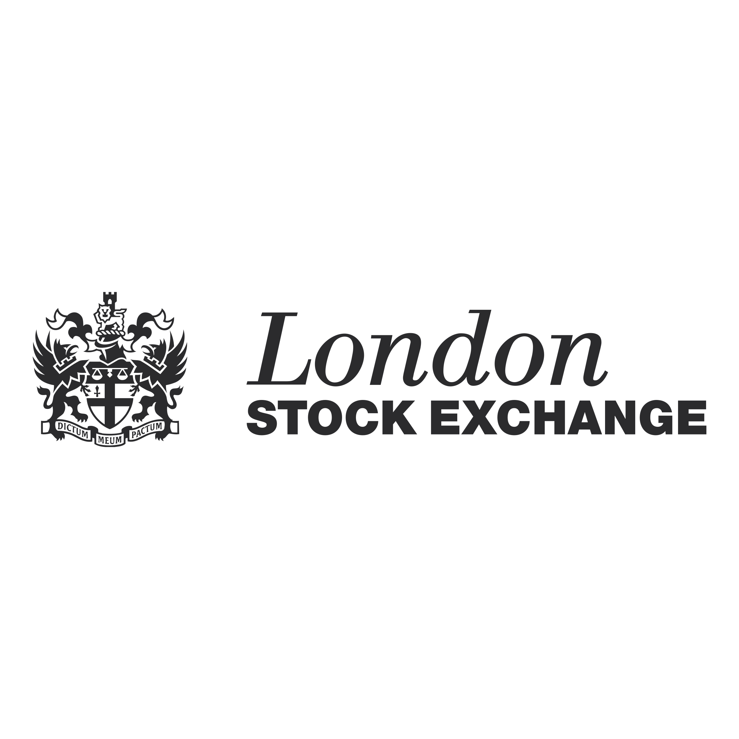 Logo of the London Stock Exchange featuring a crest and the words "London Stock Exchange."