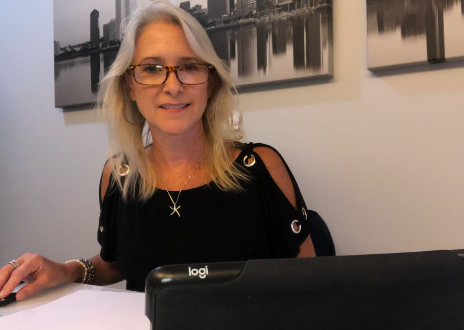Elizabeth at desk