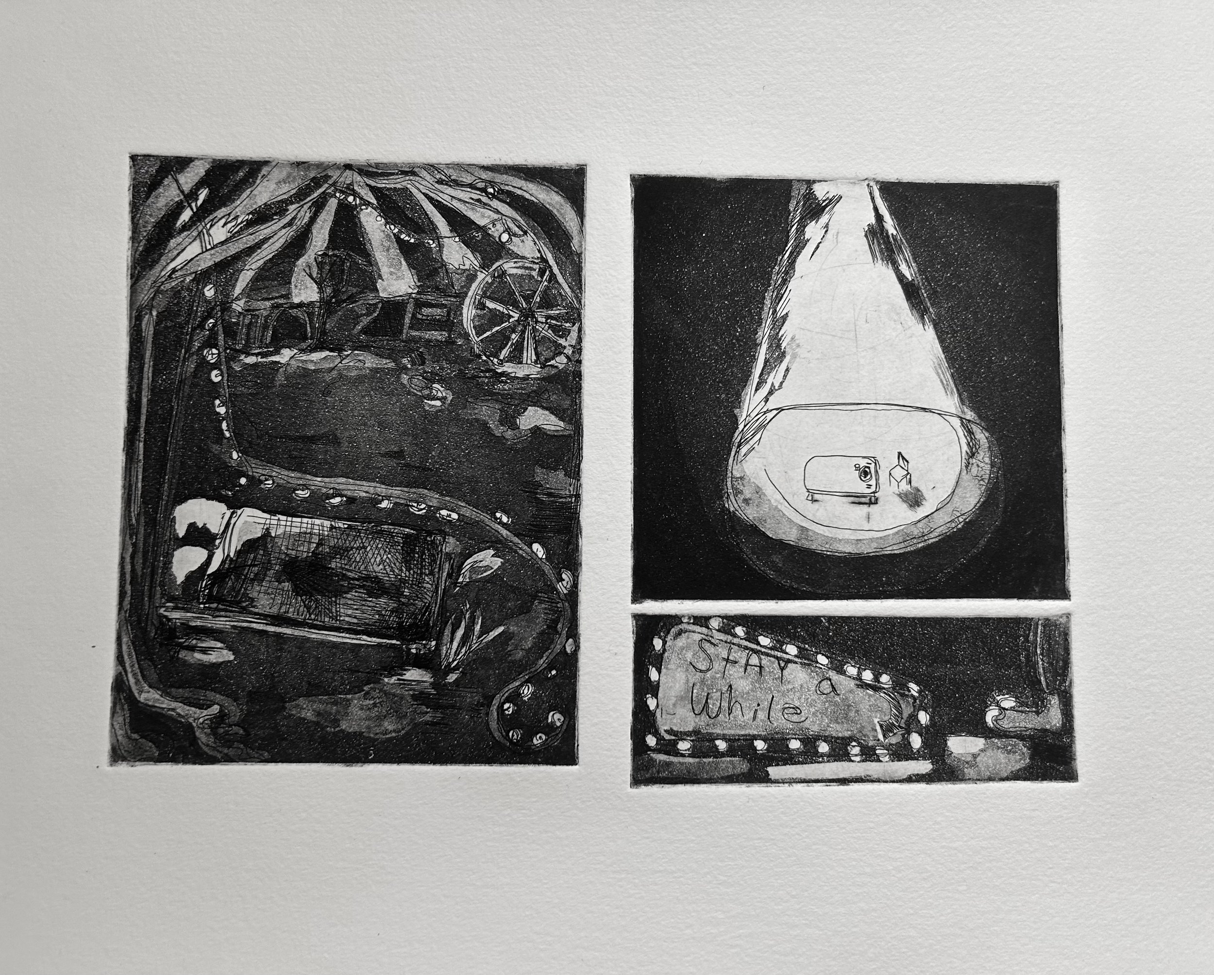 2025, Circus Home, Etching and Aquatint