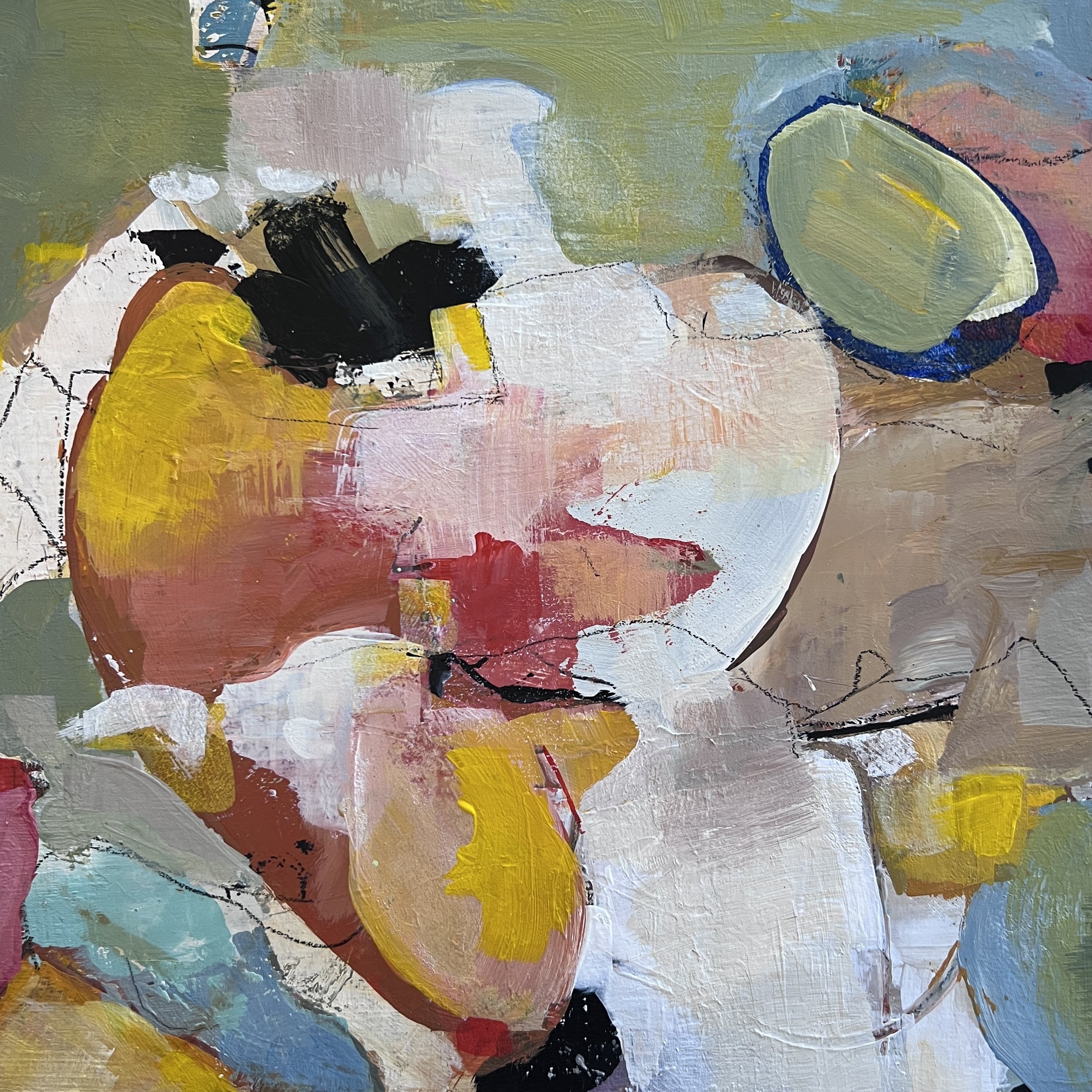  Almuerzo   Acrylic & mixed media on canvas    12" x 12"