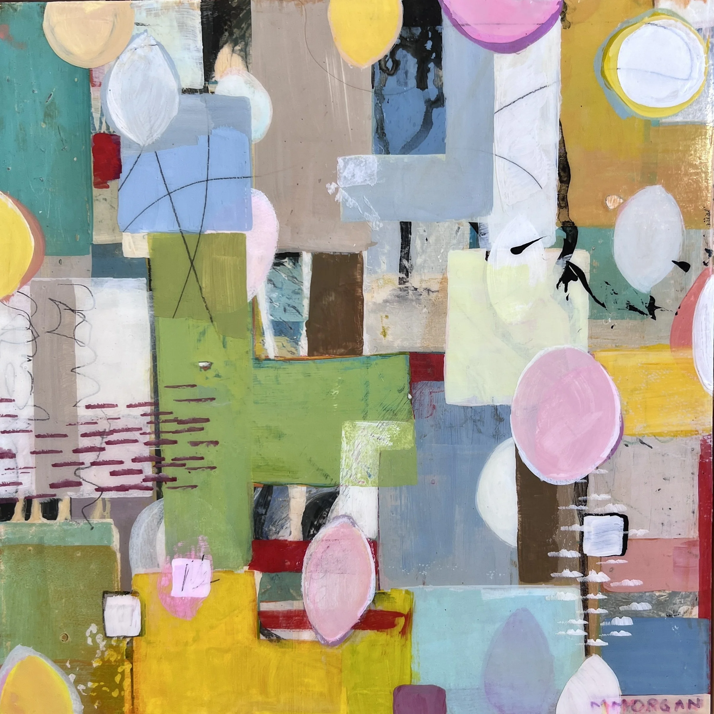  Petit Fours 1   Acrylic & mixed media on canvas    12" x 12"