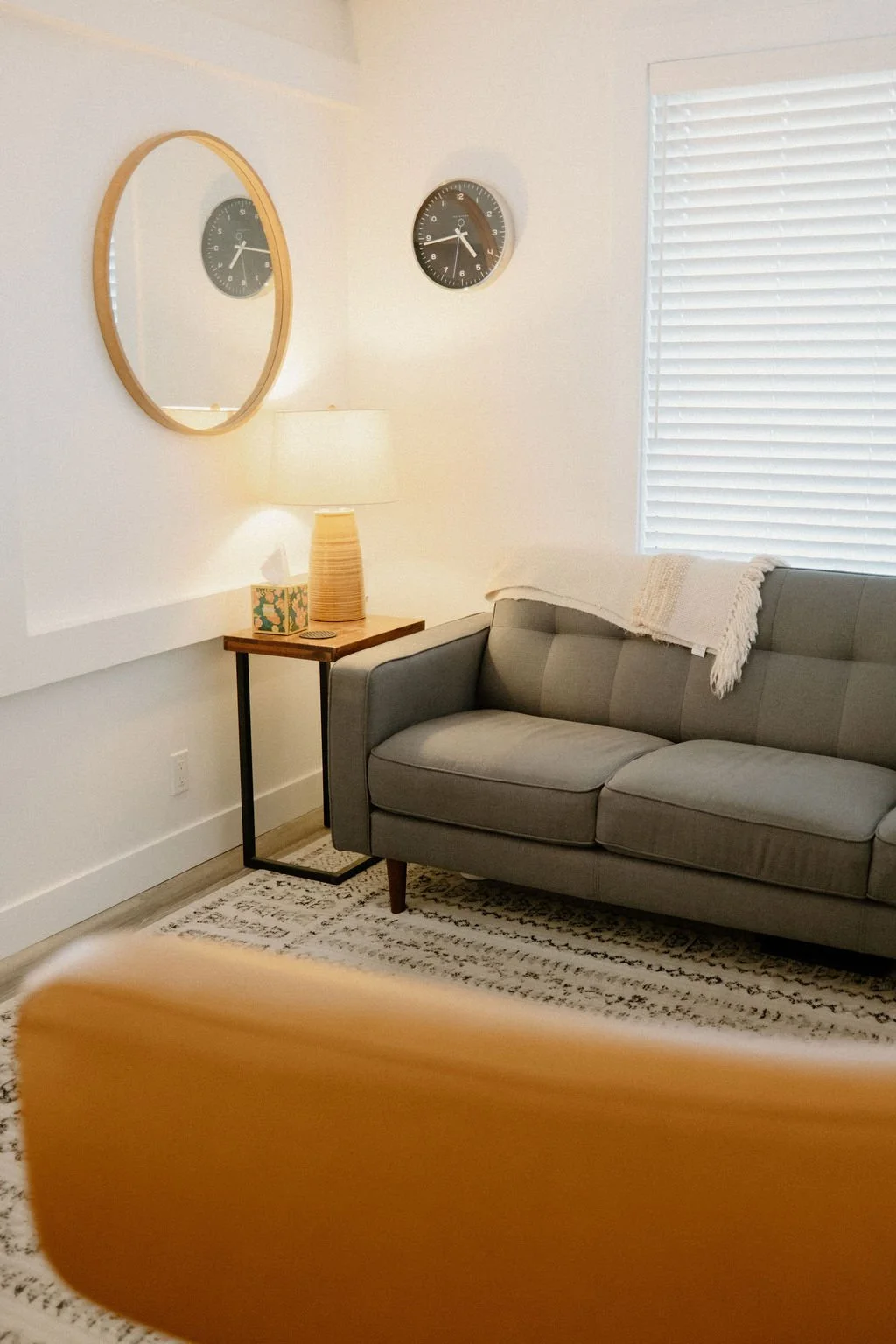 Warm, welcoming therapy room for teens and adolescents at Forbes Individual and Family Therapy in Newport Beach