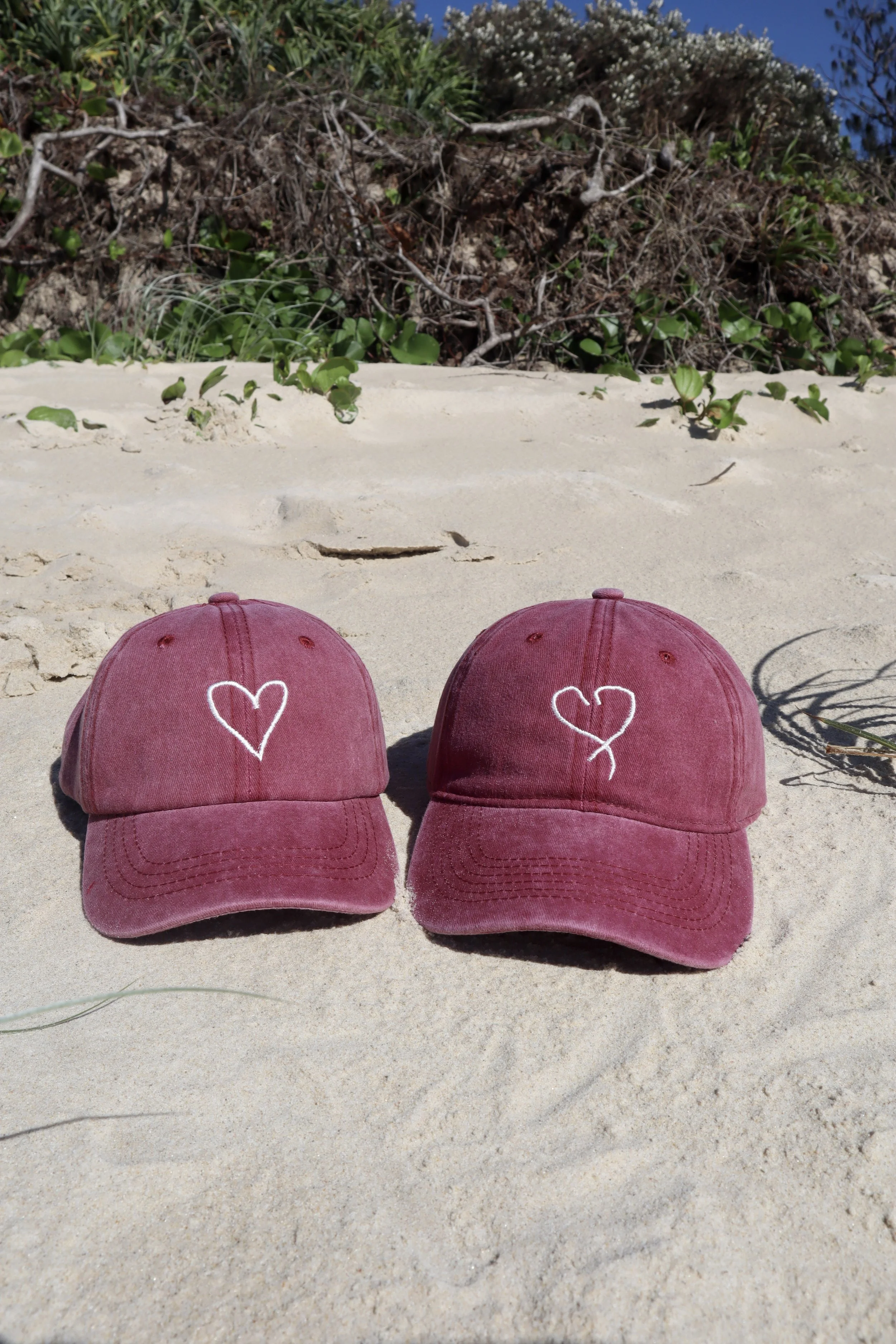 Matching Set - Hand-Drawn Heart Caps