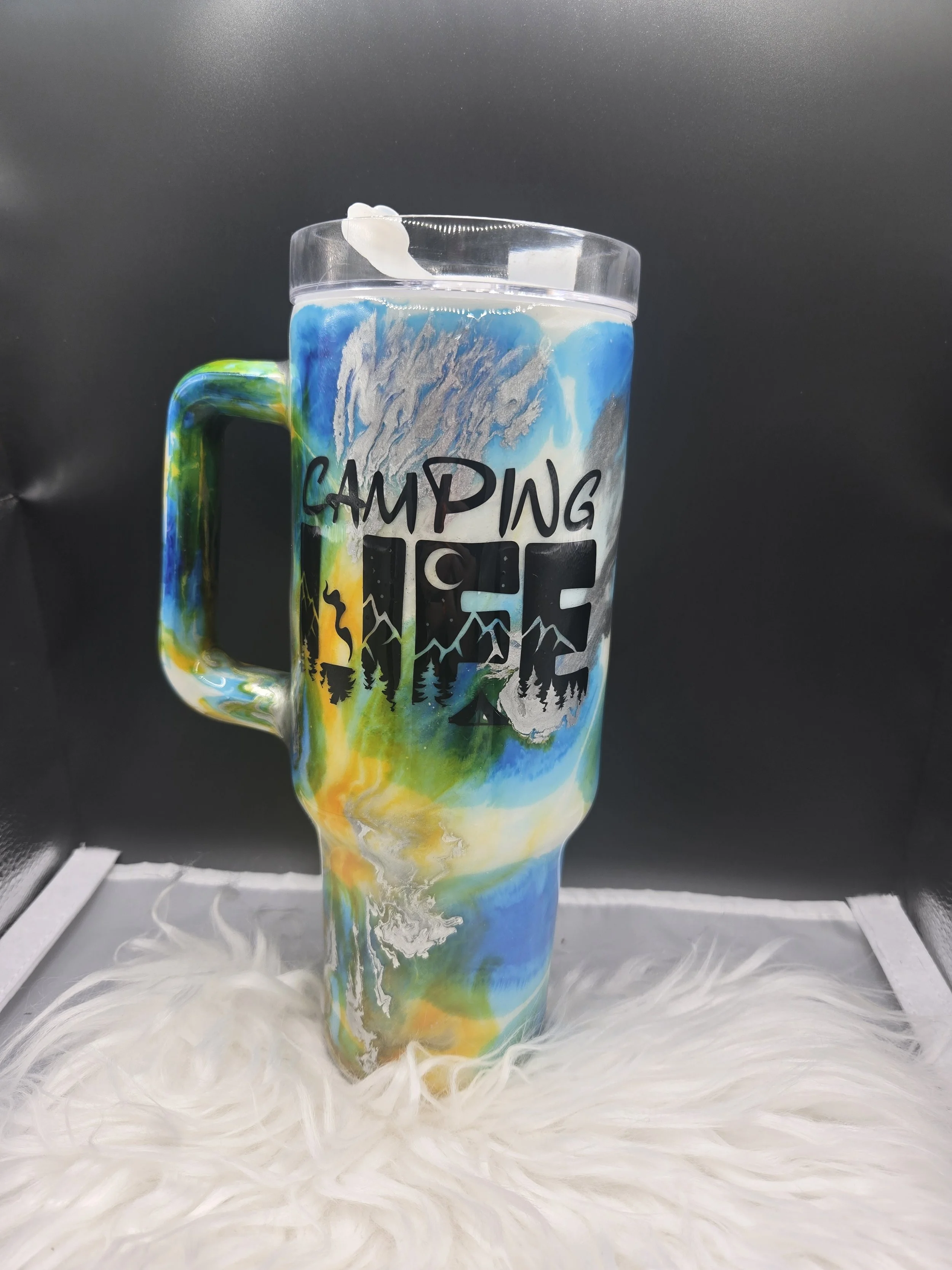 Custom Resin-Coated Stainless Steel 40 oz With Handle