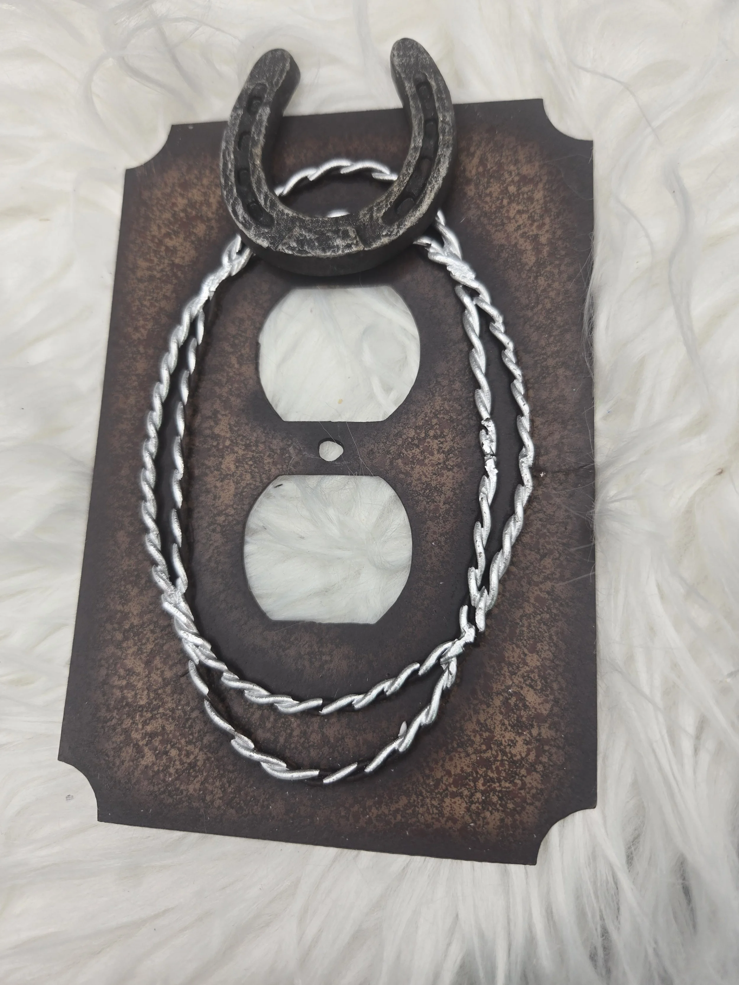 Horseshoe and Metal Rope Electrical Cover