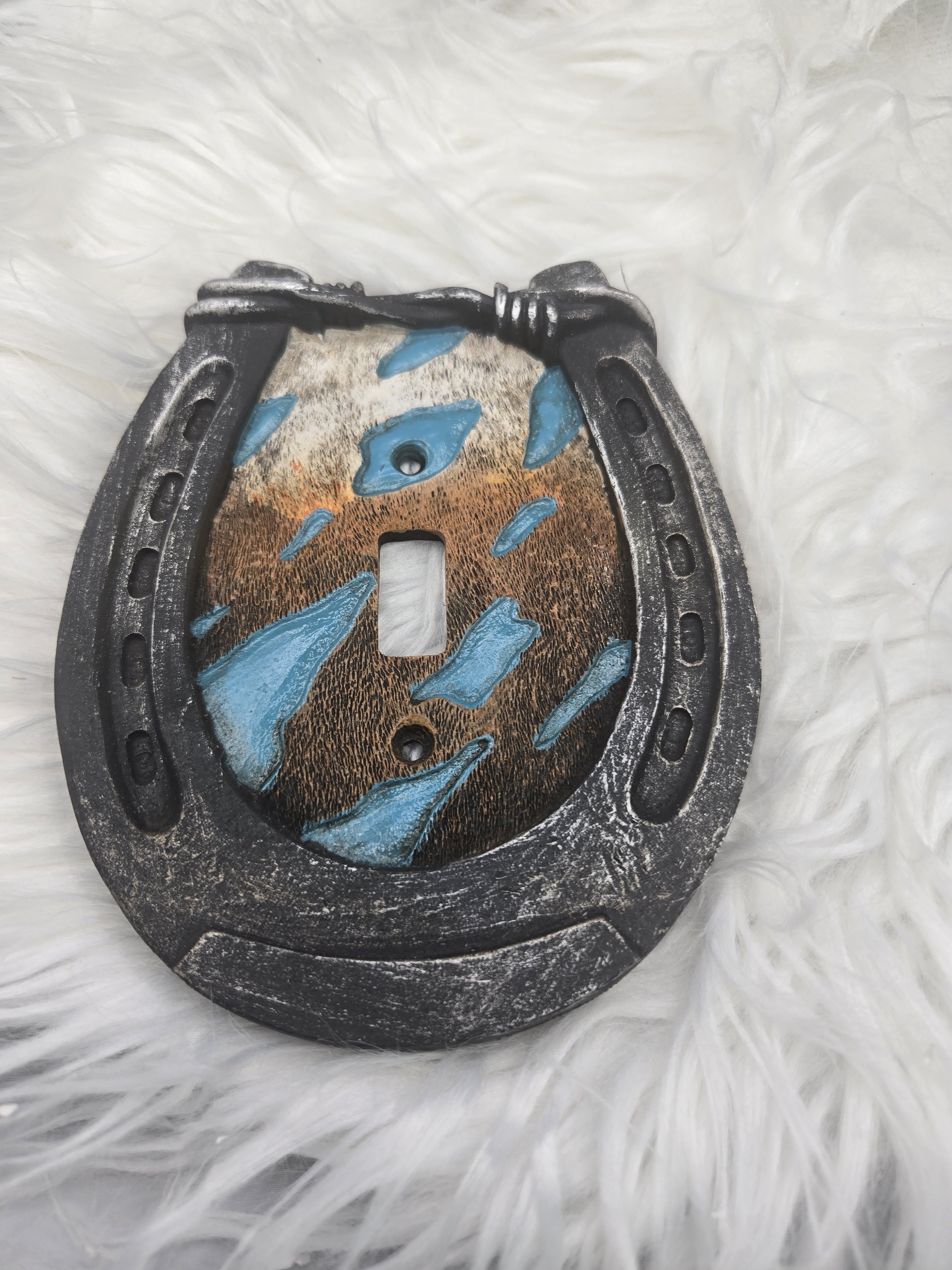 Horseshoe Switch Cover with Turquoise