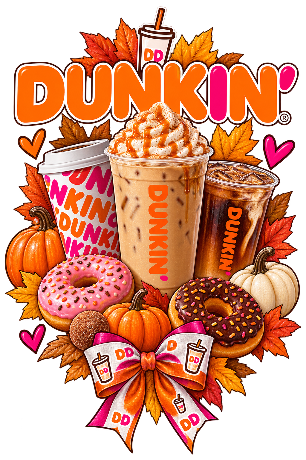 DTF Print - Coffee, Donuts with a Bow!