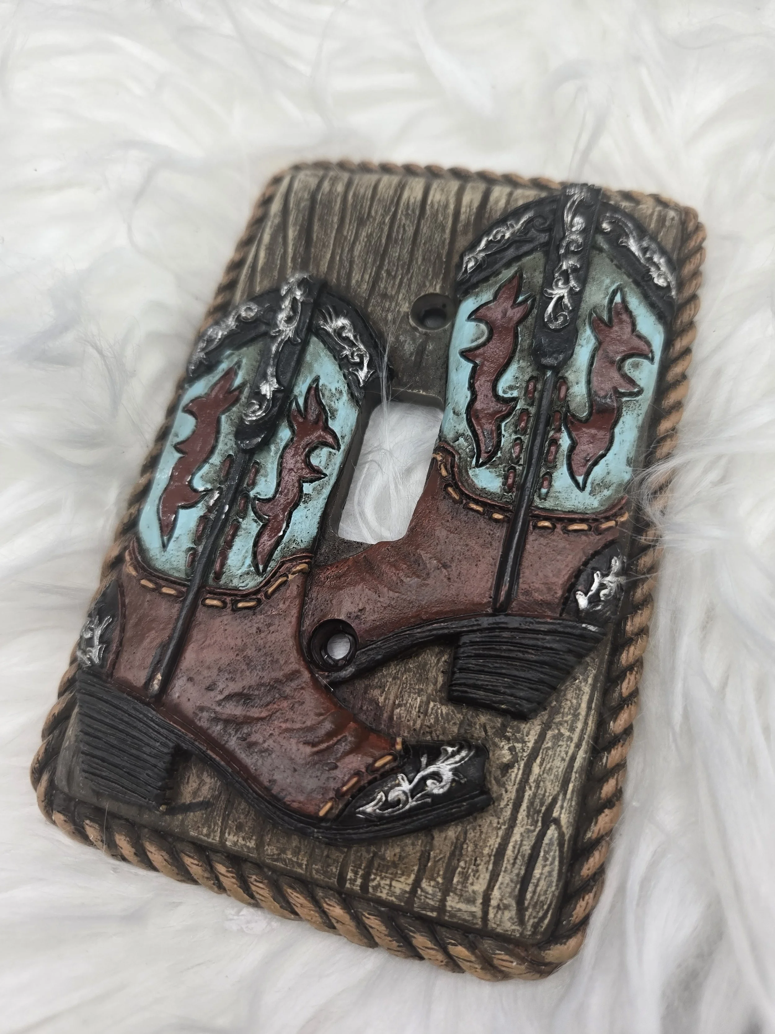 Turquoise Cowboy Boots Switch Cover (Single Switch)