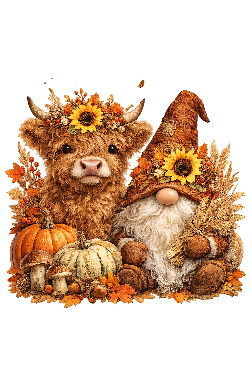 DTF Print - Highland Cow and Gnome