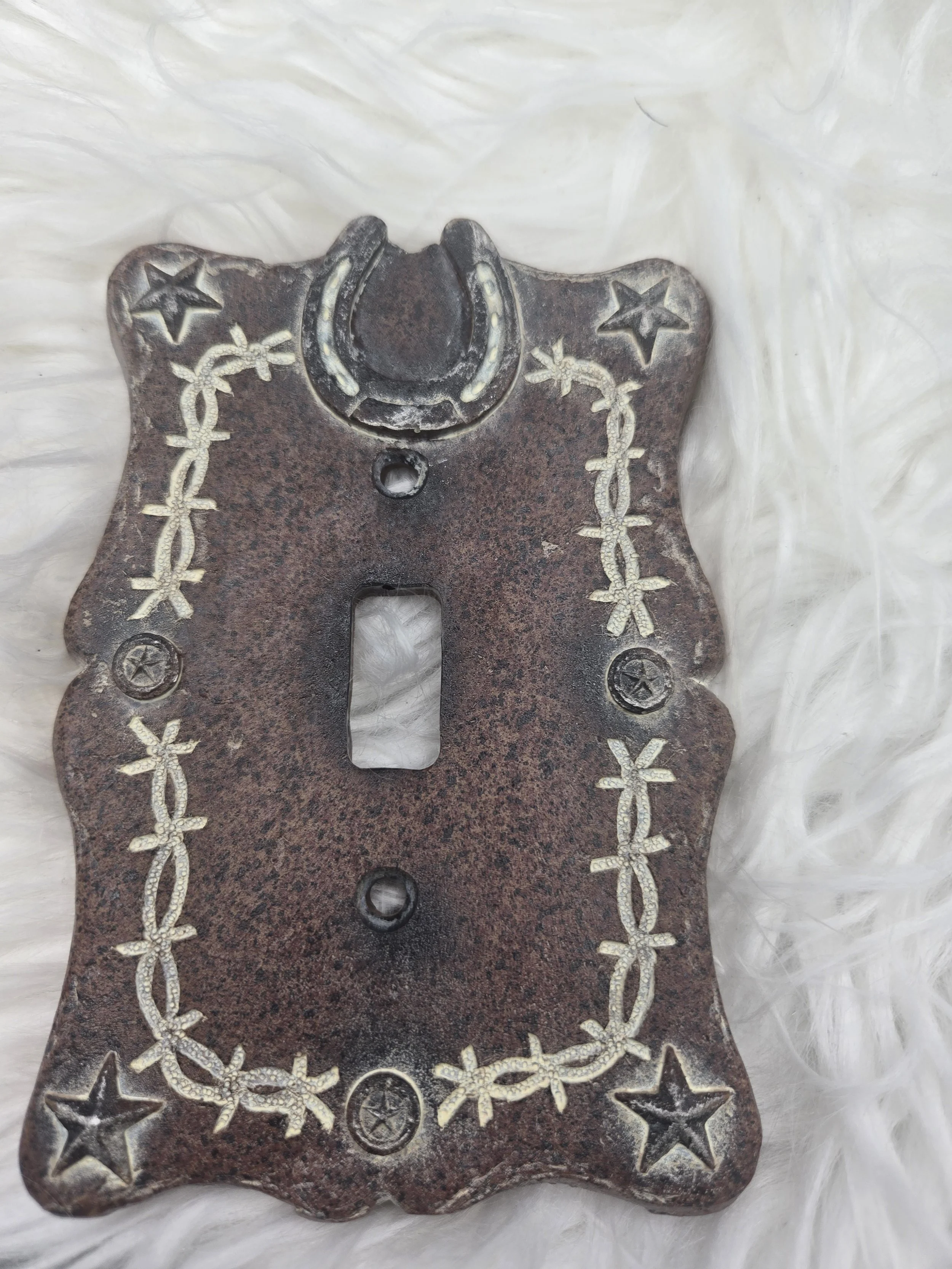 Horseshow, Star, with barbed wire painted on Switch Cover
