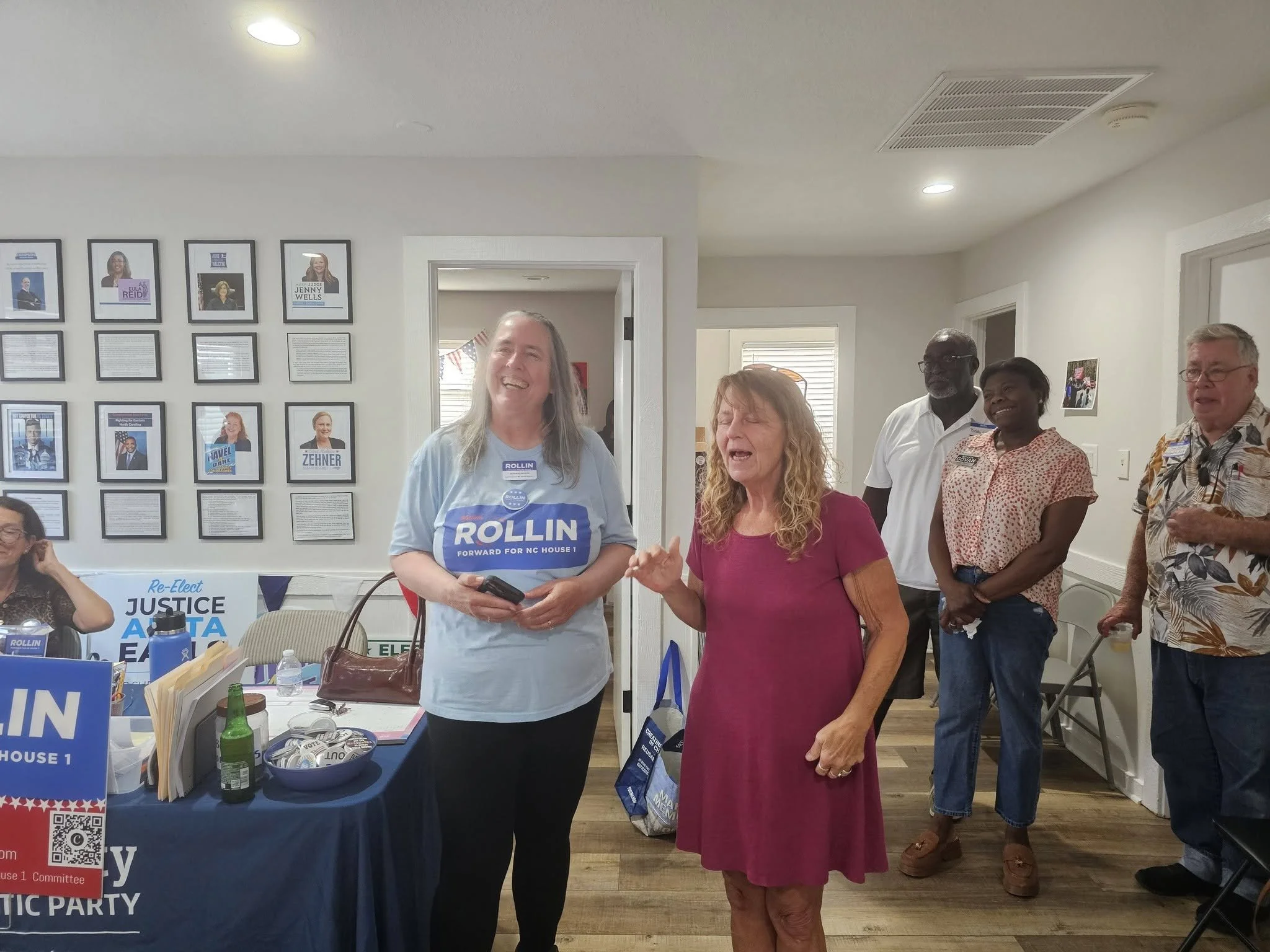 Enthusiastic Campaign Event for Miriam Rollin, Candidate for NC House District 1