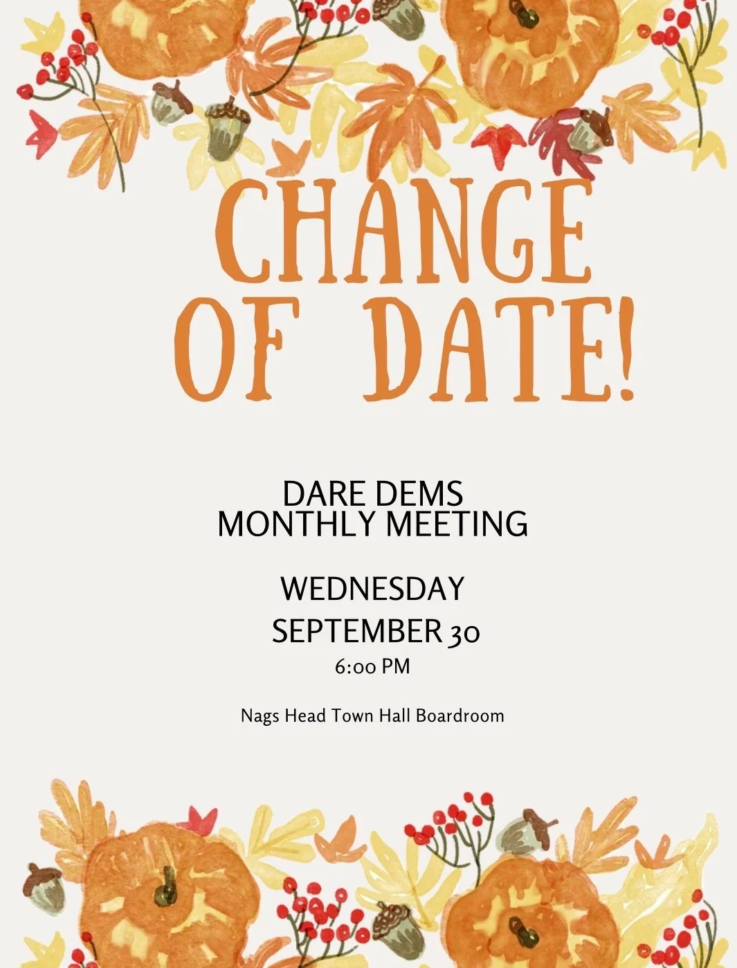 Dare Democrats Monthly Meeting (Sep)