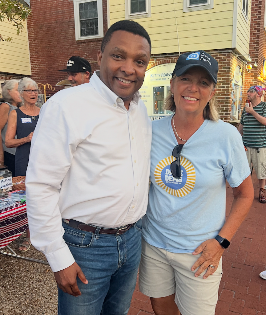 Congressman Don Davis Visits Dare Dems Table at Manteo’s First Friday