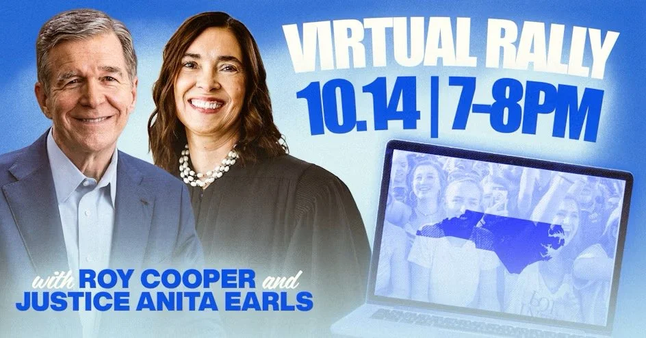 Virtual Rally with Roy Cooper &amp; Justice Anita Earls ‼️