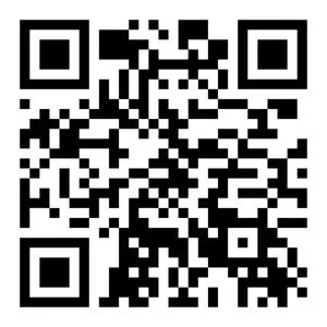 A QR code with a black and white pattern.