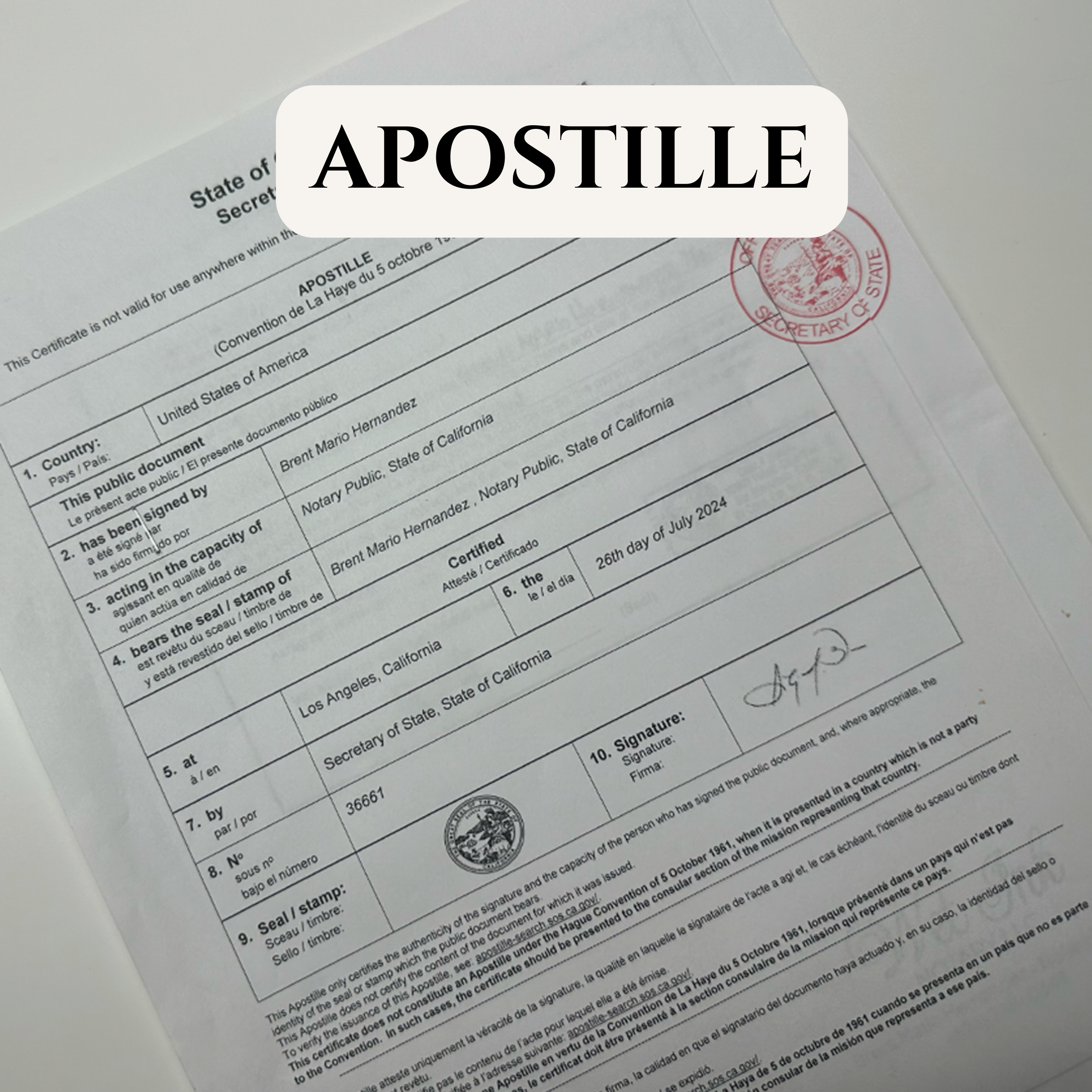 Apostille services in California for international document authentication