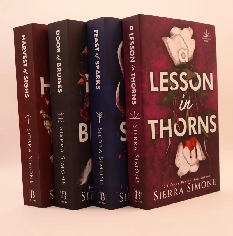 Thornchapel series by Sierra Simone featuring four dark, atmospheric romance spines.