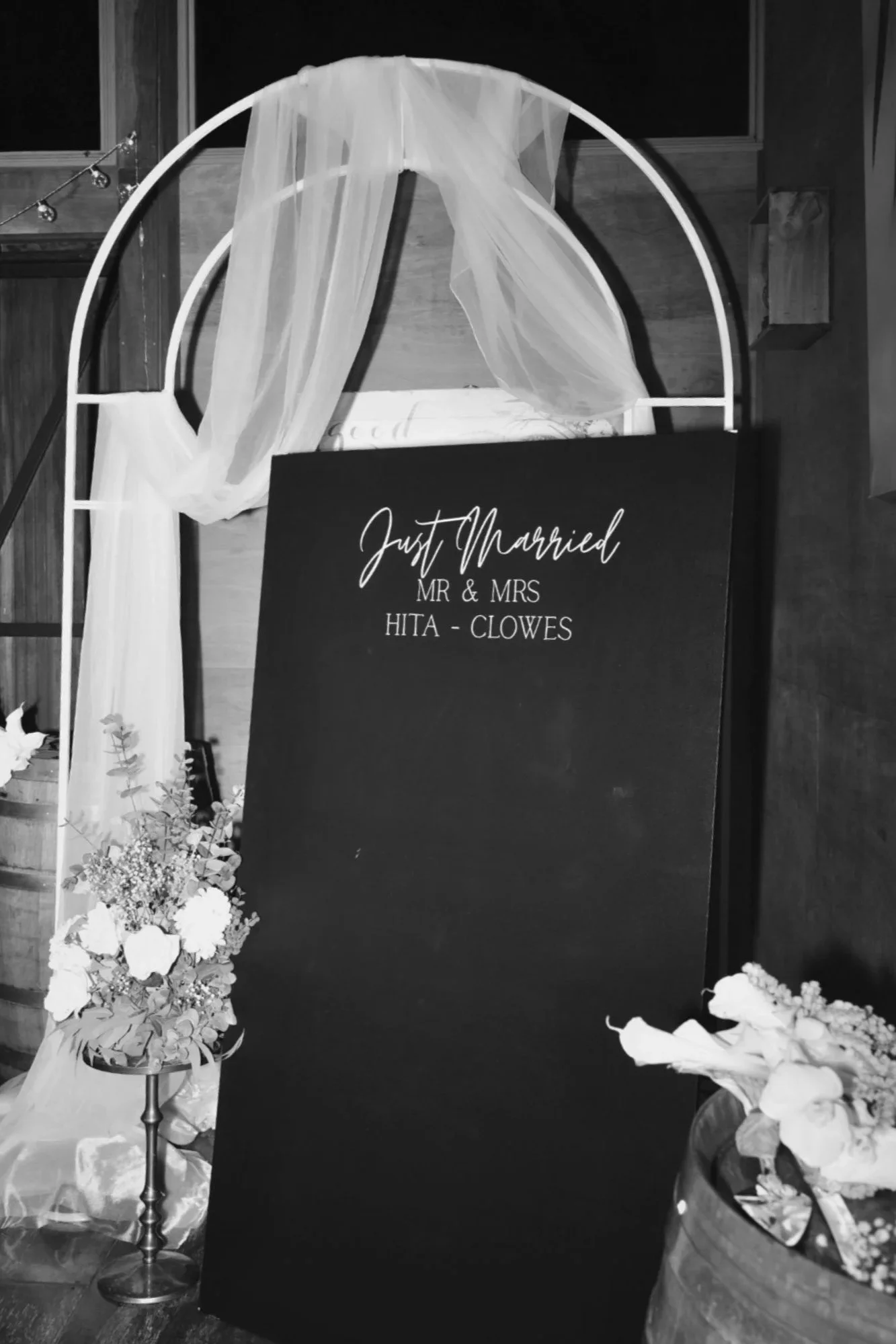 Wedding welcome sign and ceremony styling at Gold Coast reception venue