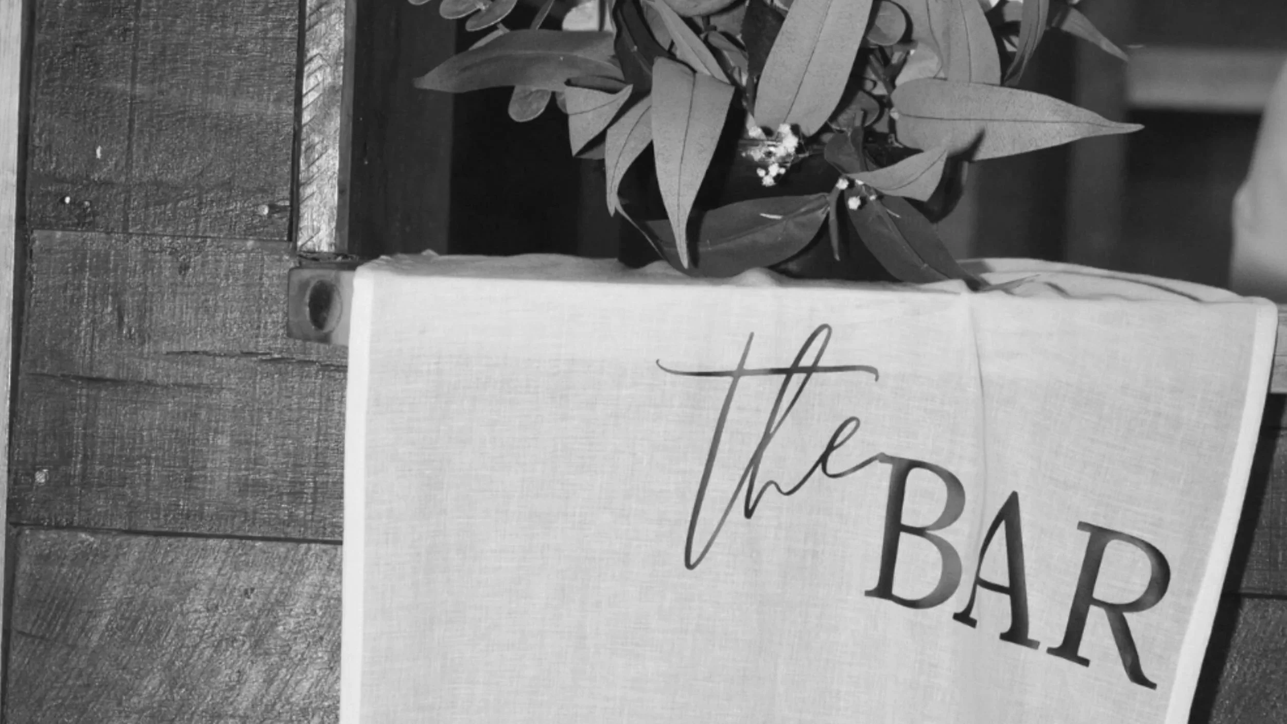 Custom wedding bar signage and stationery design in Gold Coast by Saudade Events.