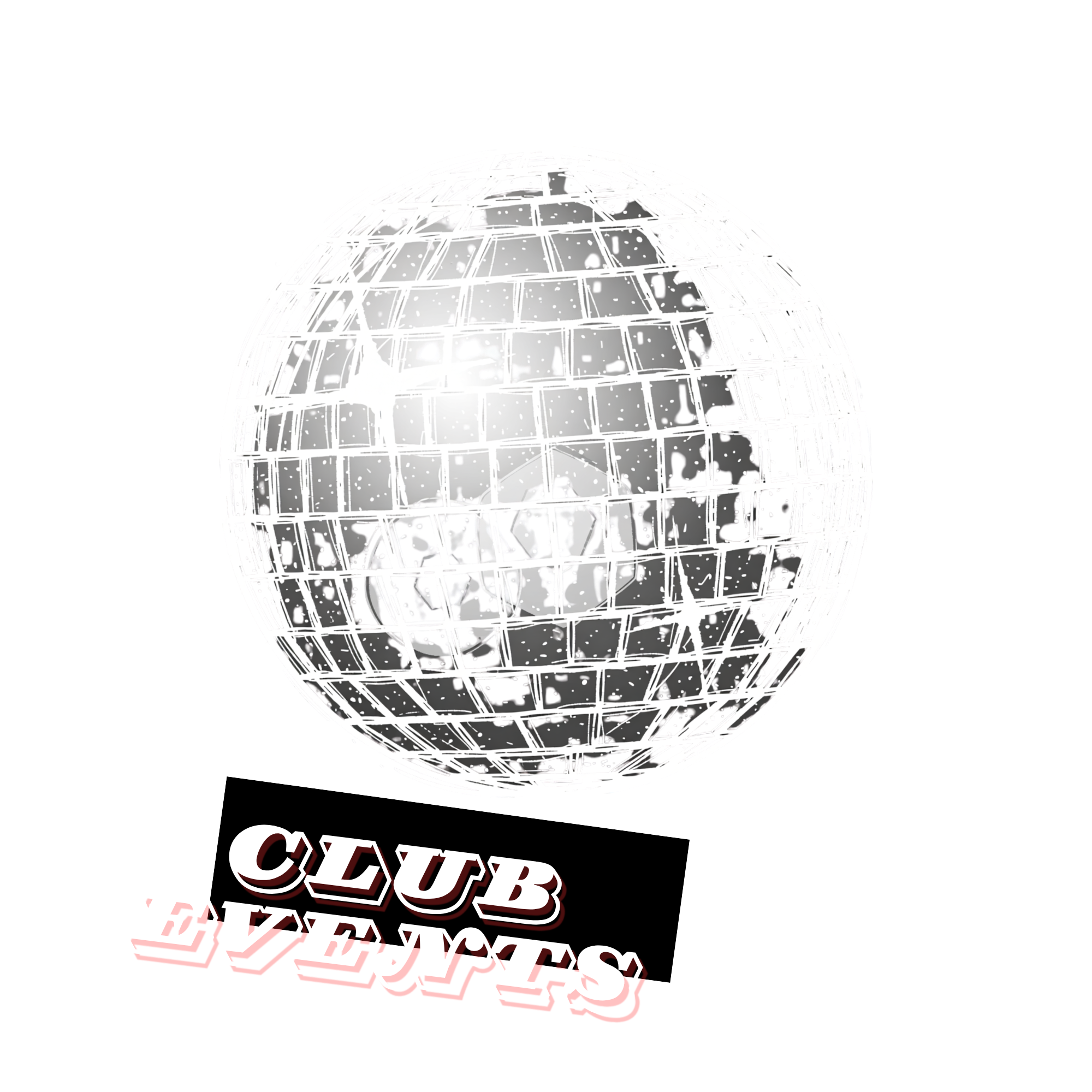 A stylized disco ball with the word 'CLUB' written underneath