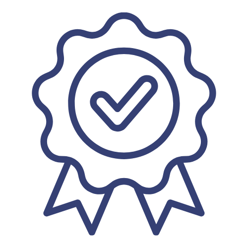 Icon of a certification badge with a checkmark inside.