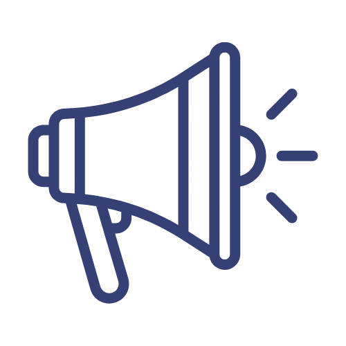 Icon of a loudspeaker or megaphone emitting sound waves.