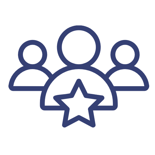 Icon of a person with a star on their chest, flanked by two other people in the background.
