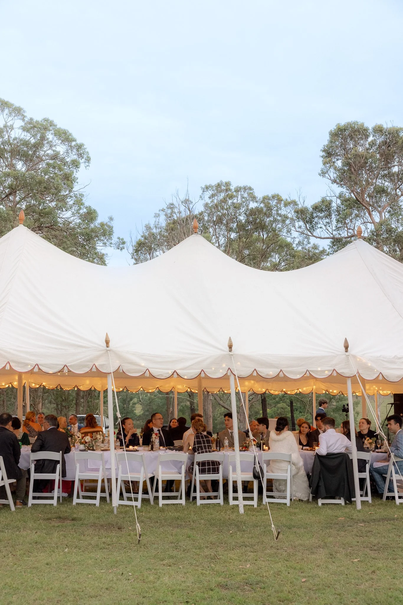 Outdoor dining table set on the deck at Kingaley farmhouse, overlooking the Hunter Valley