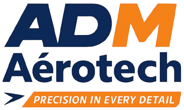 Logo for ADM Aerotech with the tagline 'Precision in Every Detail'