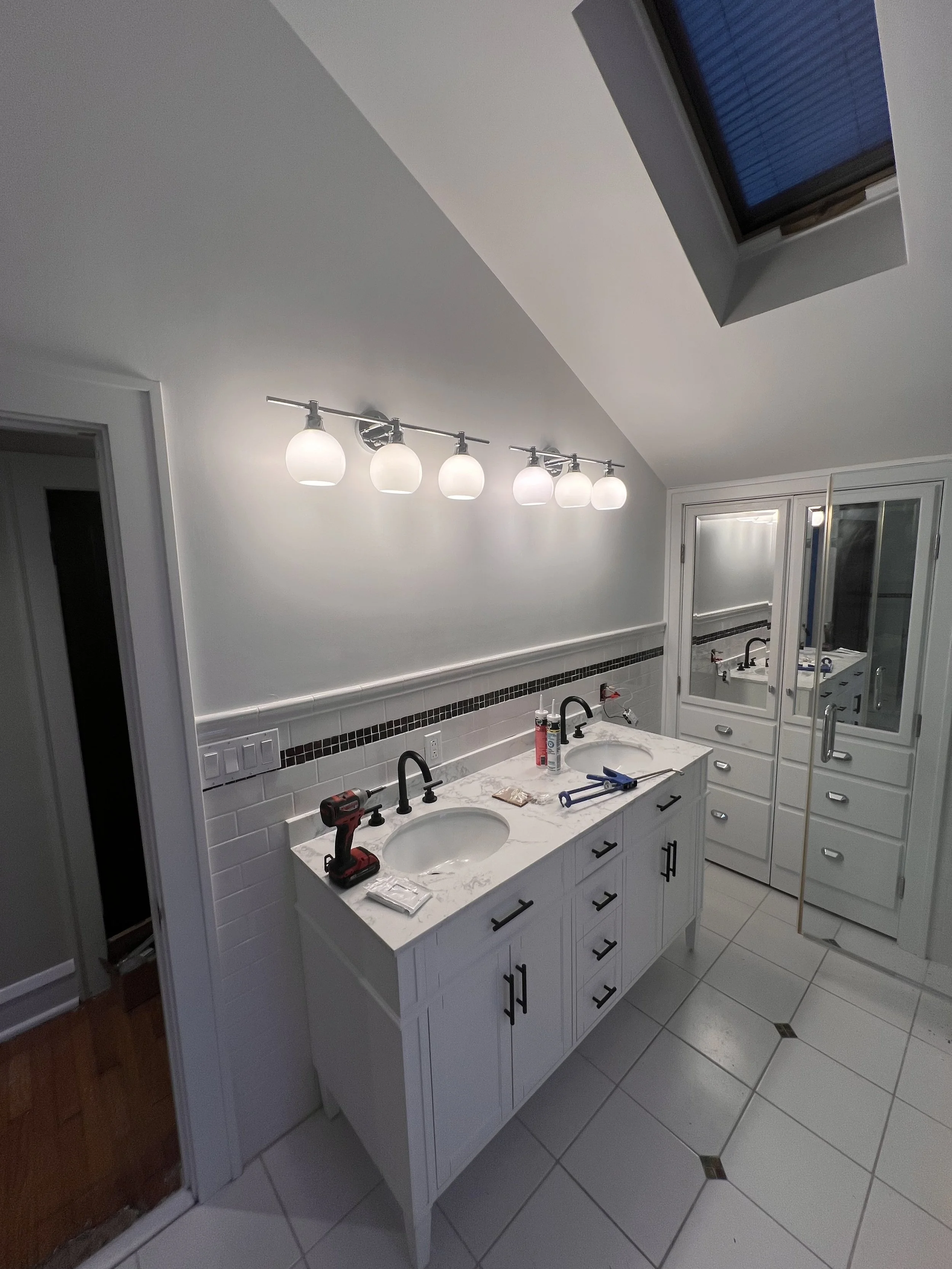 Lighting and vanity installation