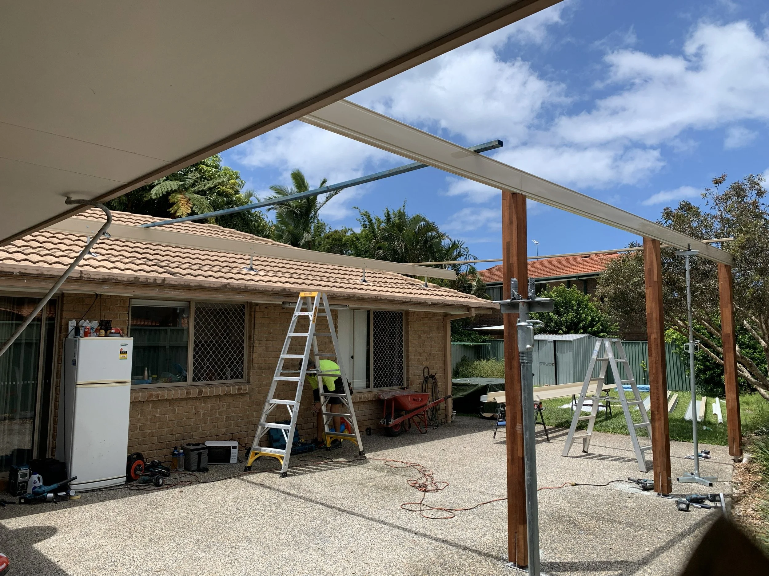 Half way through building a large flyover patio at robina