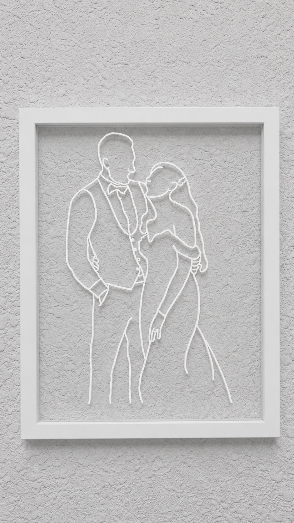 Custom Minimalist Outline Portrait on Glass Frame | 11x14 Personalized Line Art from Photo | Modern Family Portrait Gift | Custom Couple Artwork