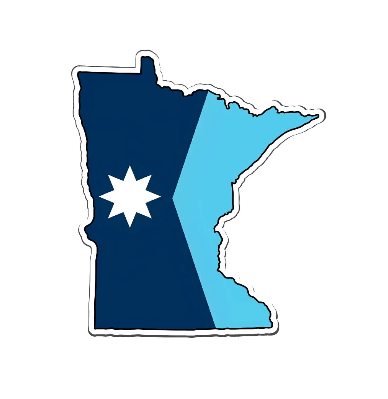 Minnesota State Sticker – Minnesota Shape with New State Flag – Vinyl Decal – MN Pride – Laptop, Water Bottle, Car Sticker