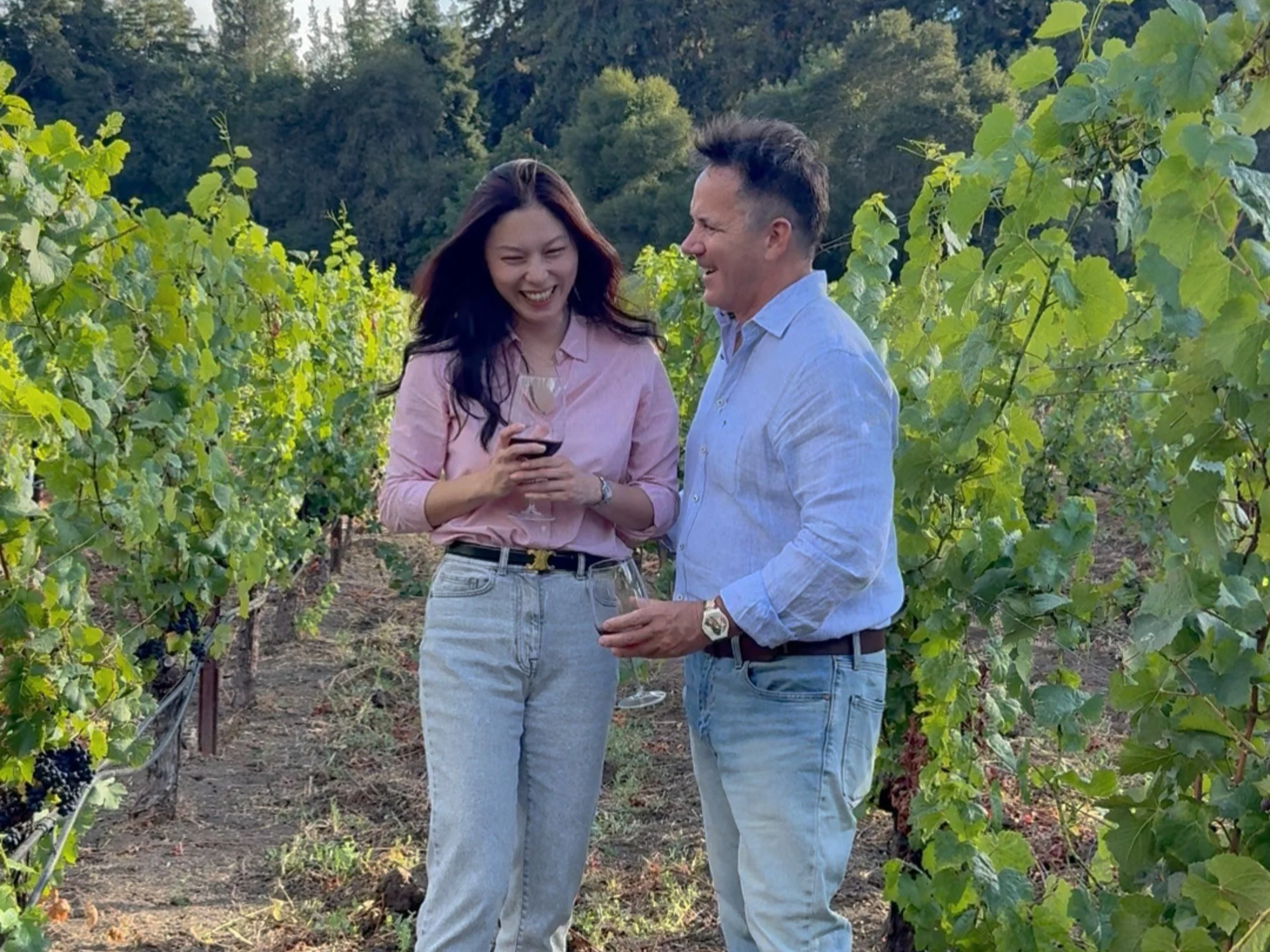 Lifestyle photo taken at a private vineyard estate in Woodside, California, reflecting the area’s natural setting and luxury residential lifestyle.