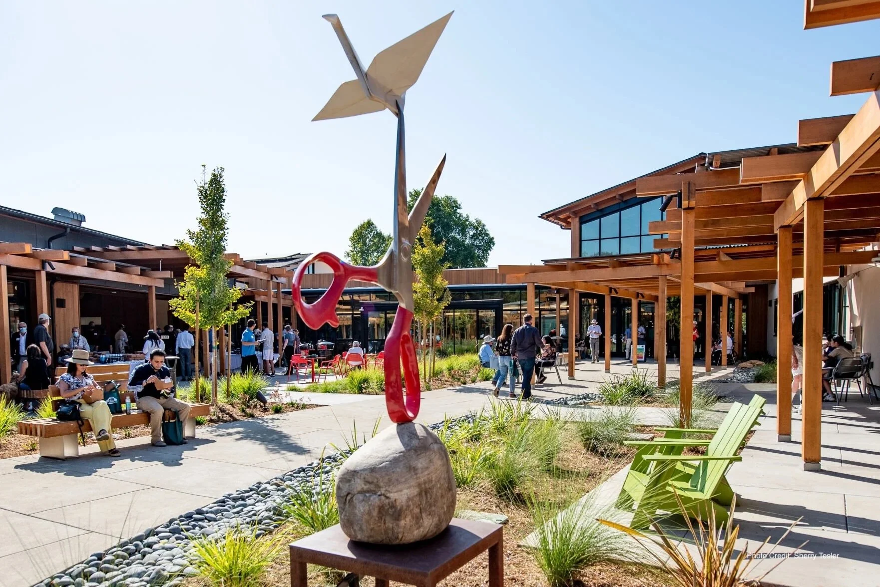 Outdoor plaza at the Los Altos Community Center in California