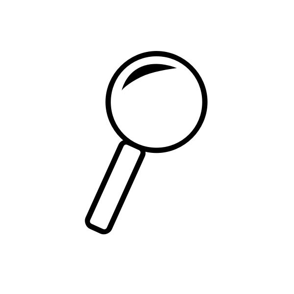 Magnifying glass icon on a black background.