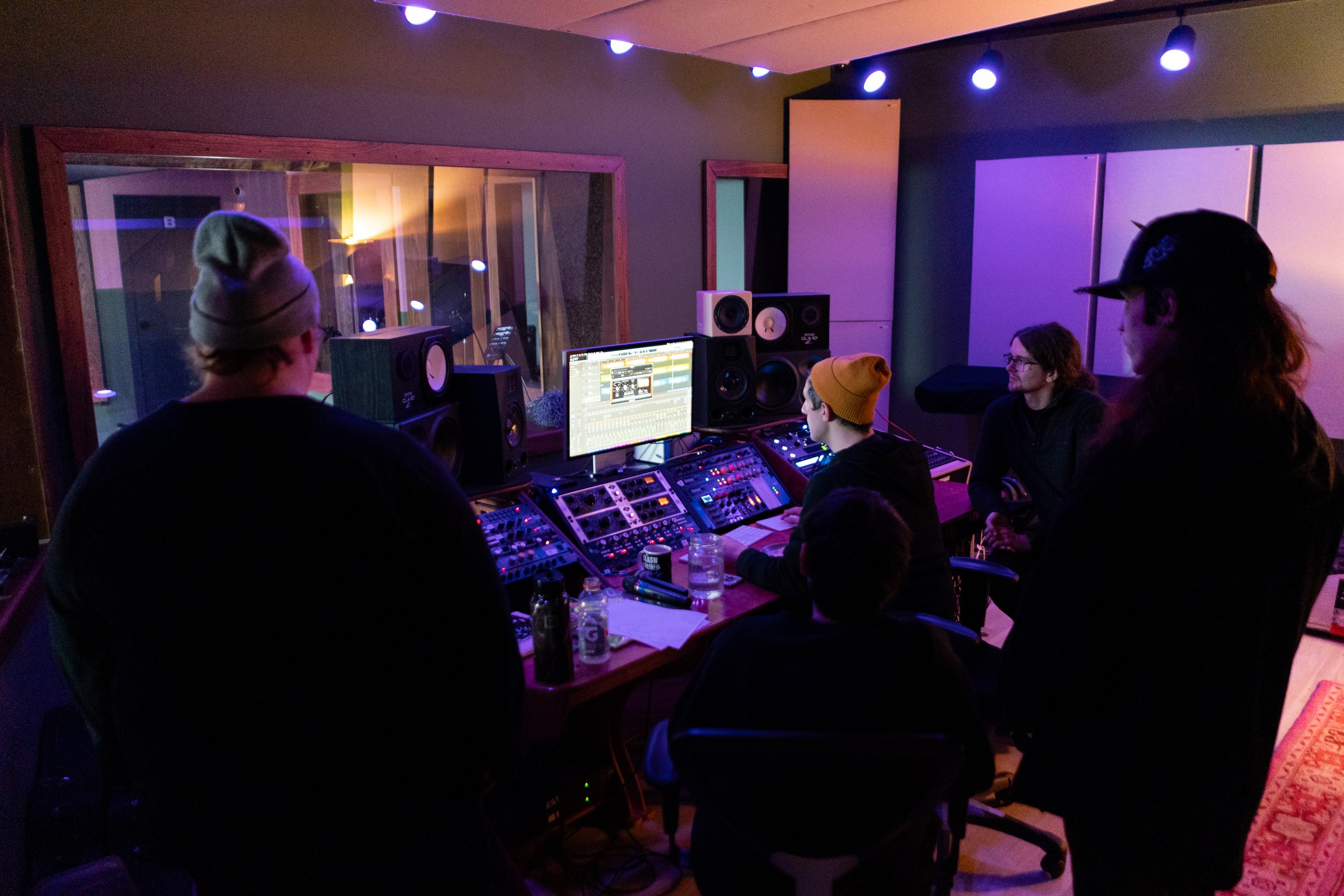 Sons of Bliss with Engineer Colin Scharf at The Electric Prairie | Photographed by Mansoor Ahmad
