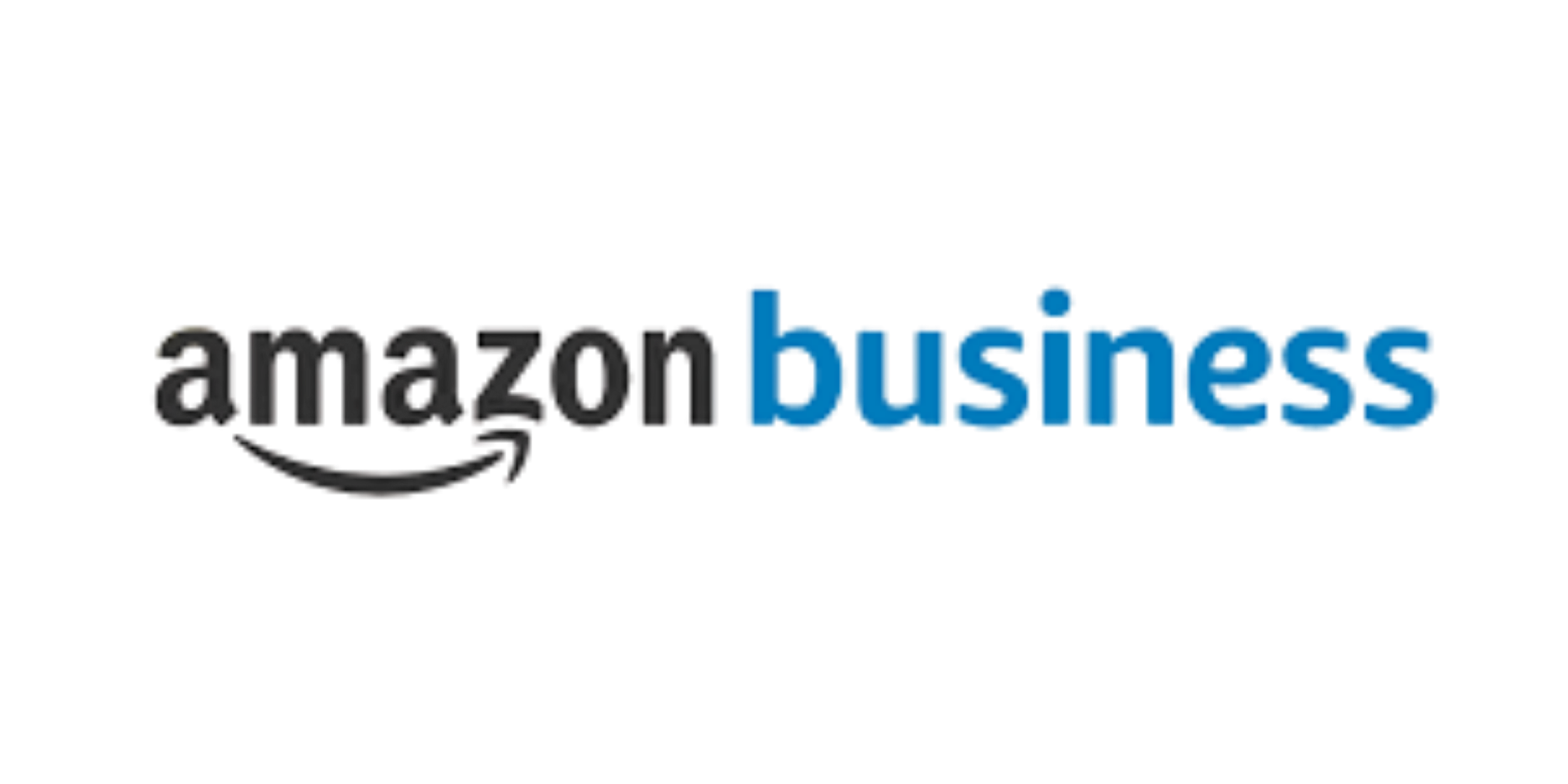 Amazon logo with the words 'amazon business' in black and blue text.