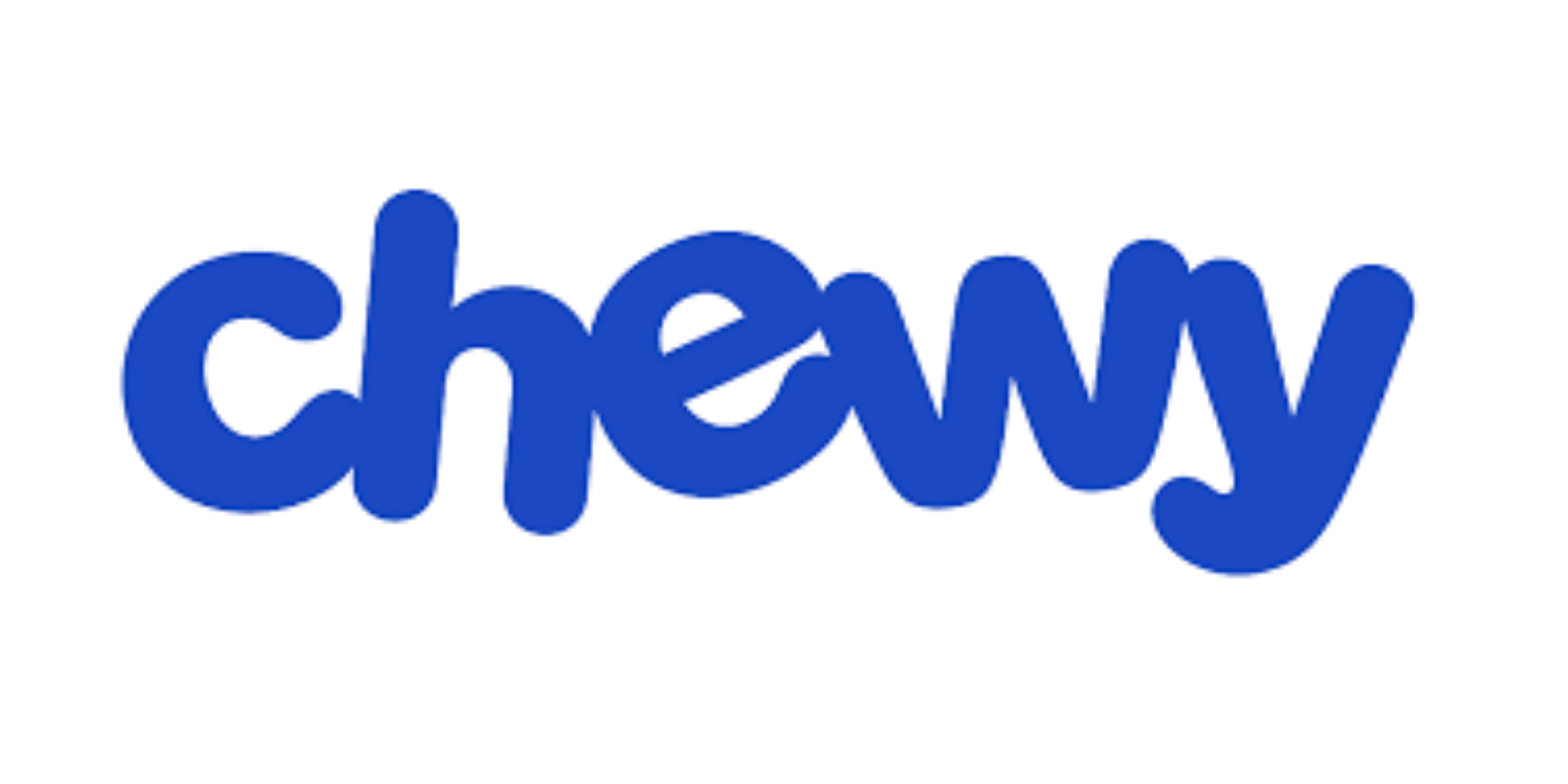 Blue text spelling 'chewy' on a transparent background.