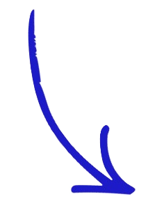 Black arrow pointing downward with a blue outline.