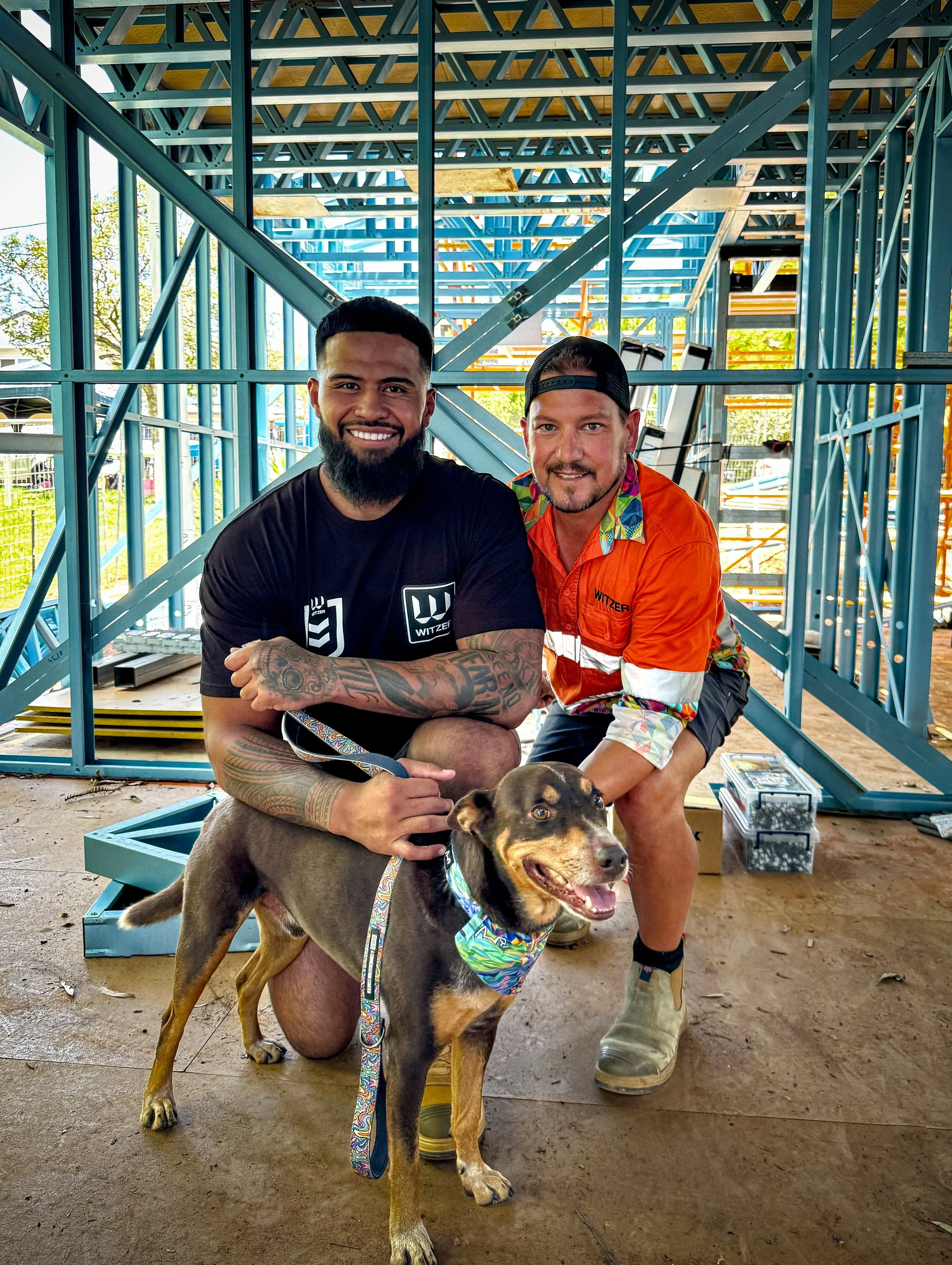 Payne Haas, James Robertson and his dog Rusty