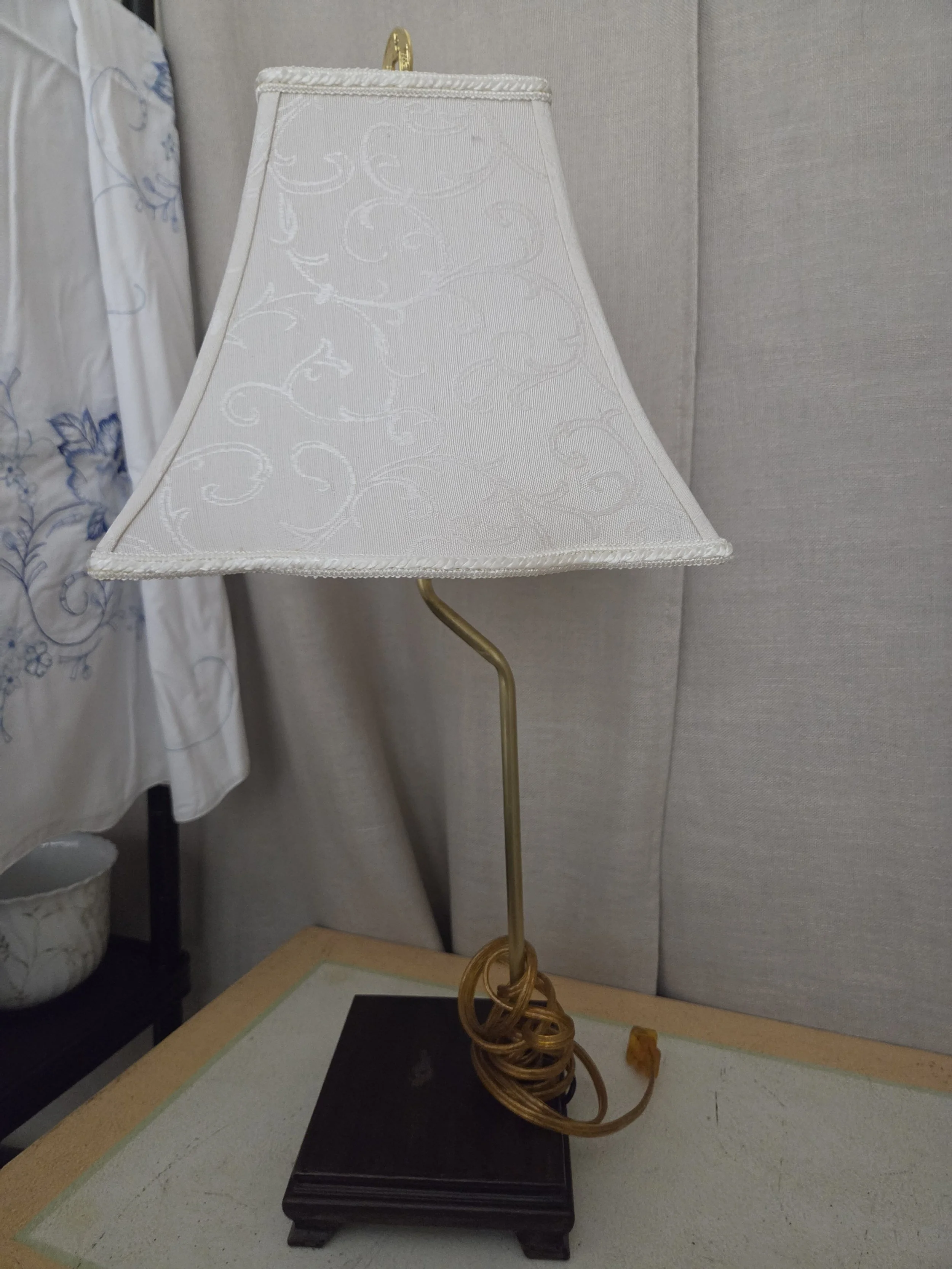 Asian Inspired Brass and Wood Lamps - Set